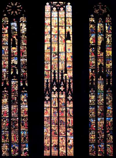 Three magnificent stained glass windows of the Cathedral