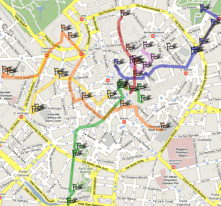 Mappa dei tour di Milano