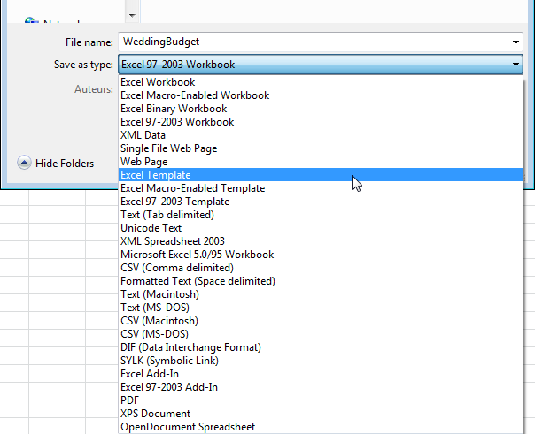 creating templates in excel