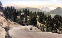 Postcard of the old highway up Cheyenne Mountain