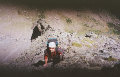 Bryan, climbing with 2000 feet below him