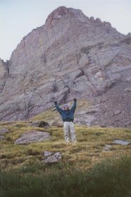 Bryan, victorious near camp after completing the climb
