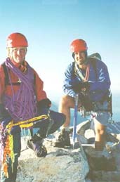 Kelly and Pete on the summit as the sun sets