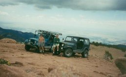 Blair Schantz and I on top of Old Baldy with our jeeps.