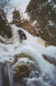 Julie ice climbing at the Secret Spot