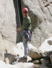 Me belaying Fran at Arch, in 11Mile