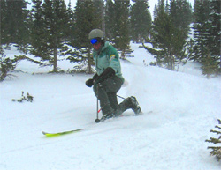 Teleing in the woods with Sean at Breck