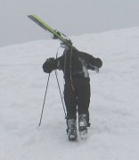 Hiking up to change into my secret identity, Snowball Man