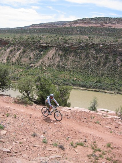 Biking along the Colorado River on the Kokopelli Trail