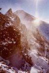 Sawtooth ridge with Bierstadt through rough weather