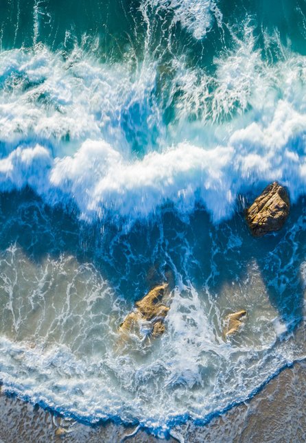 Aerial view of beach near Lumio, Corsica, France