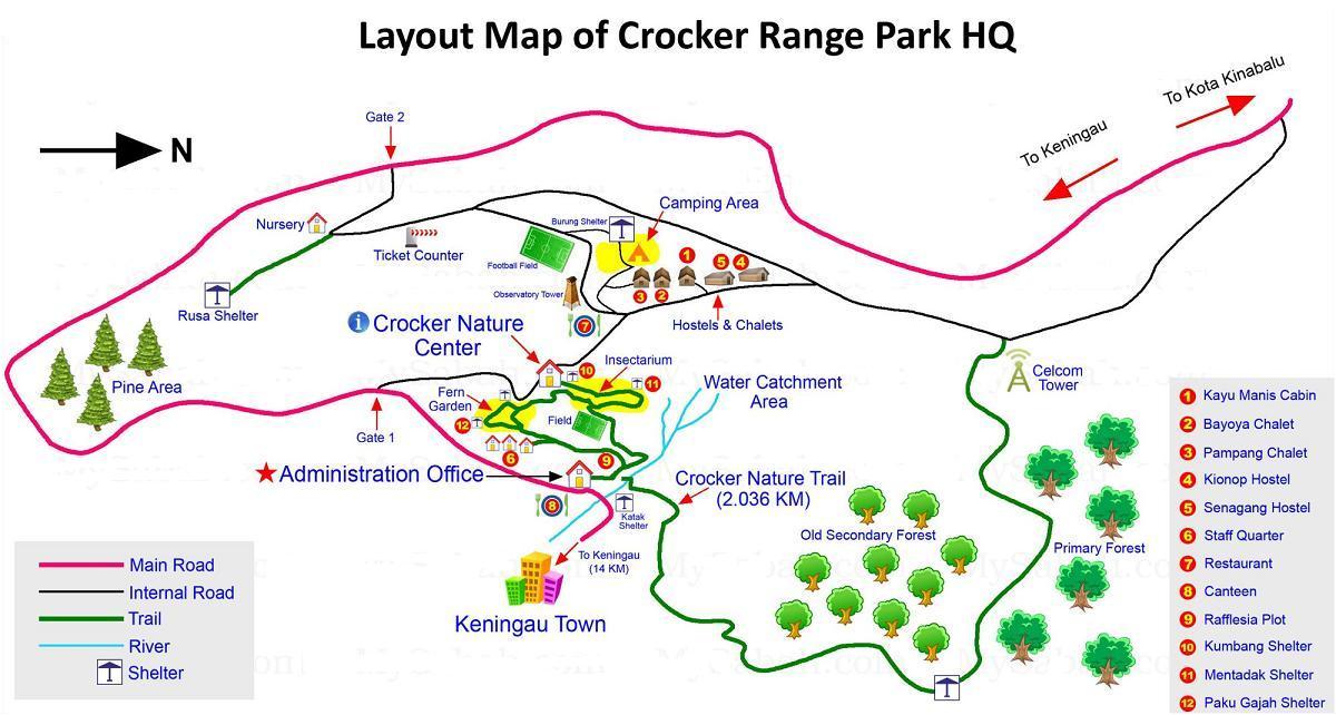 Crocker Range National Park map