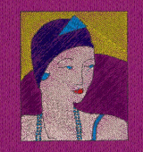 Broderie sur tricot; embroidery on knit fabric
