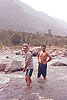 Devinder and Anand in the river . This was fun. The water is cold mind ya!