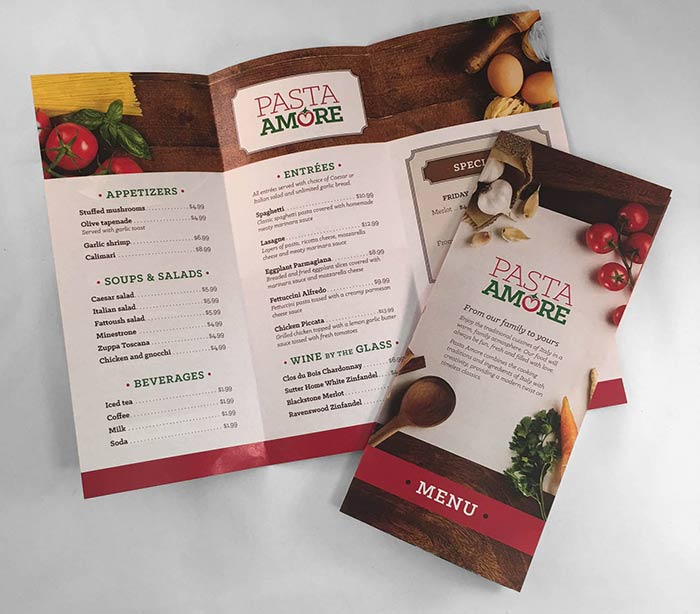 Trifold carry-out menu