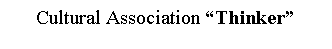 Text Box: Cultural Association �Thinker�