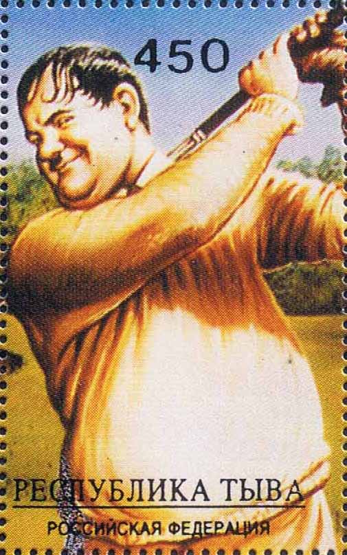 Golf with Laurel and Hardy. 

Click this stamp to see the full set.