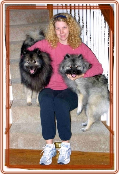Bentley, on the left, with Lisa and his 4-L sister, Calli, the morning after his arrival HOME.