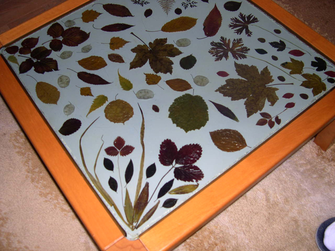 Tavolino con foglie