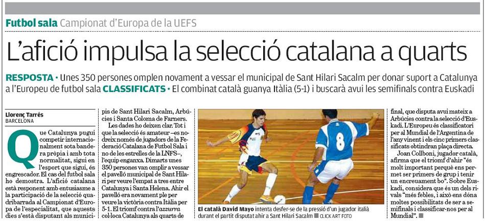 L'afici� impulsa la selecci� catalana a quarts