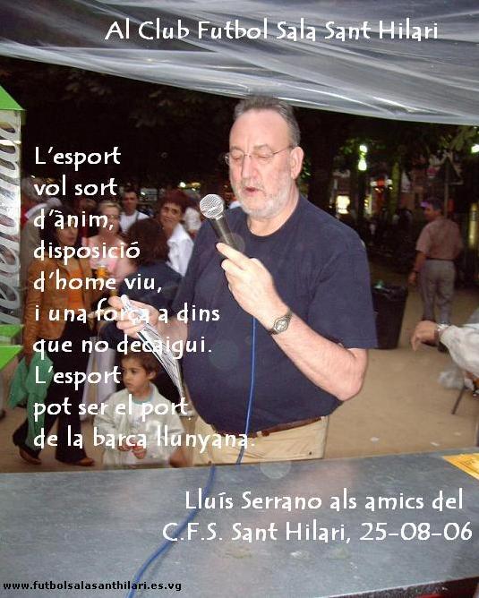 L'amic Llu�s Serrano recitant el poema dedicat al C.F.S. Sant Hilari