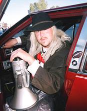 Trevor in the Silver Stampedermobile