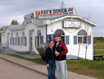 Posing outside a famous diner