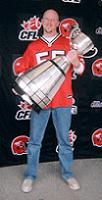 The Silver Stampeder with the Grey Cup - some say this will be as close as anyone in a Stamps jersey will get to the Cup this year, but we'll see!
