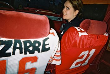 Jen shows off the seat covers