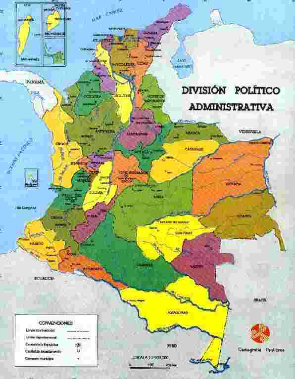 Mapa División Politica Administrativa de Colombia (20388 bytes)