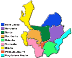 Departamento de Antioquia y Valle de Aburra, donde est� ubicada la ciudad de Medell�n (6932 bytes)