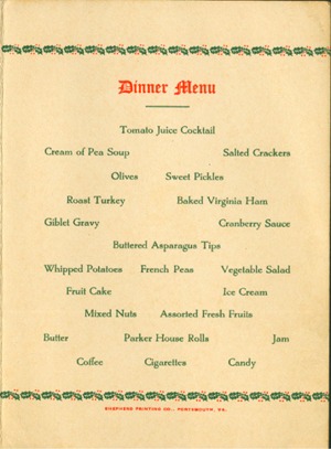 Christmas menu