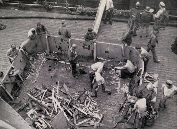 deck littered with shore battery