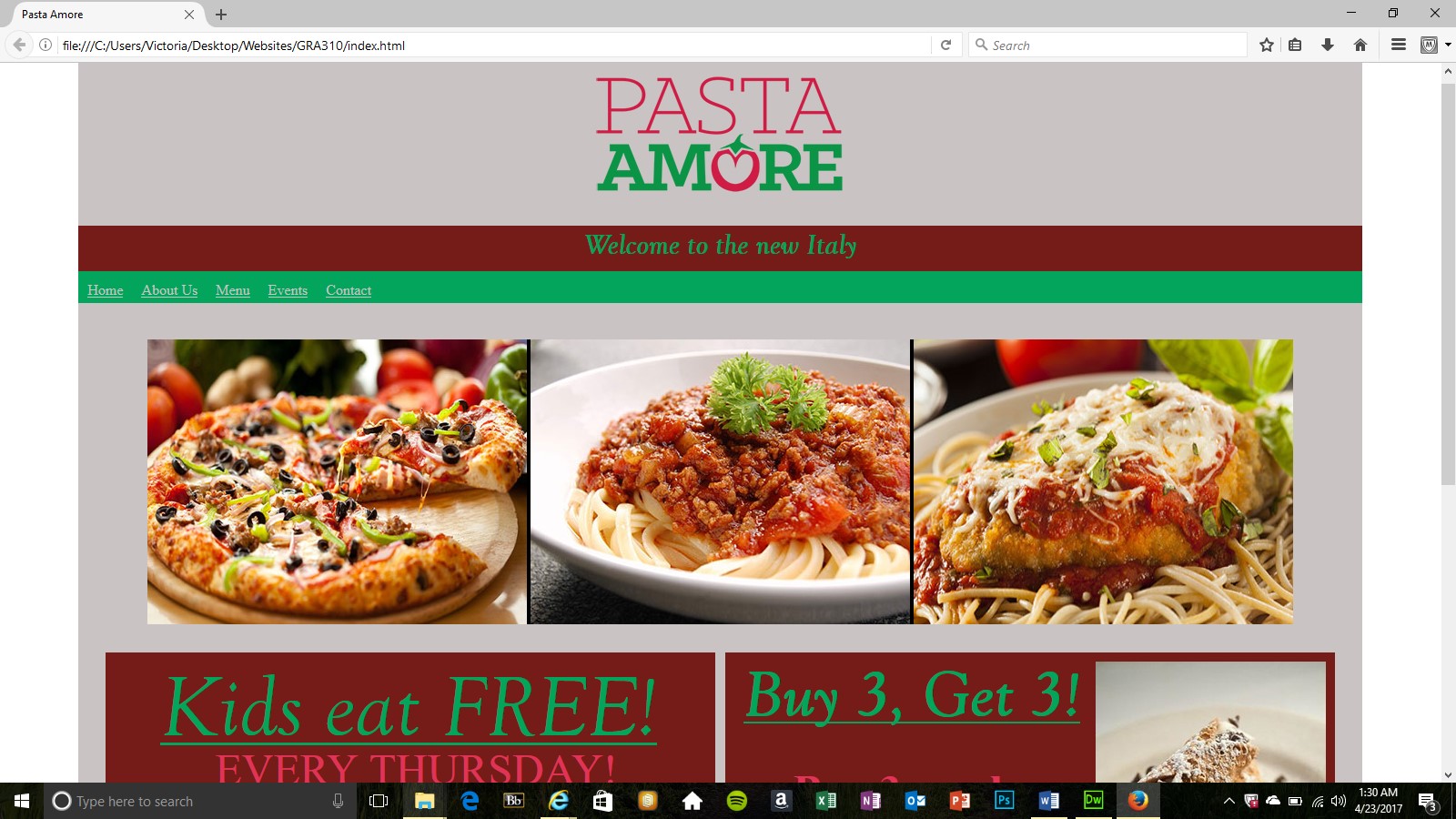 Pasta Amore Homepage