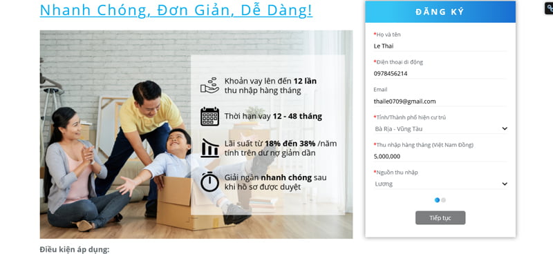 vay tín chấp shinhan finance