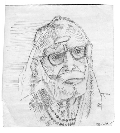 Pencil drawing of Kanhi Paramacharya