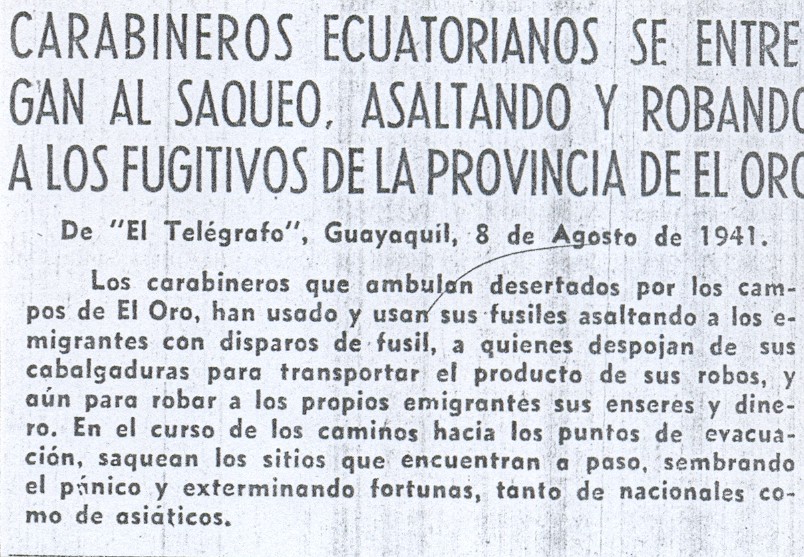Noticia de bandolerismo mono en 1941