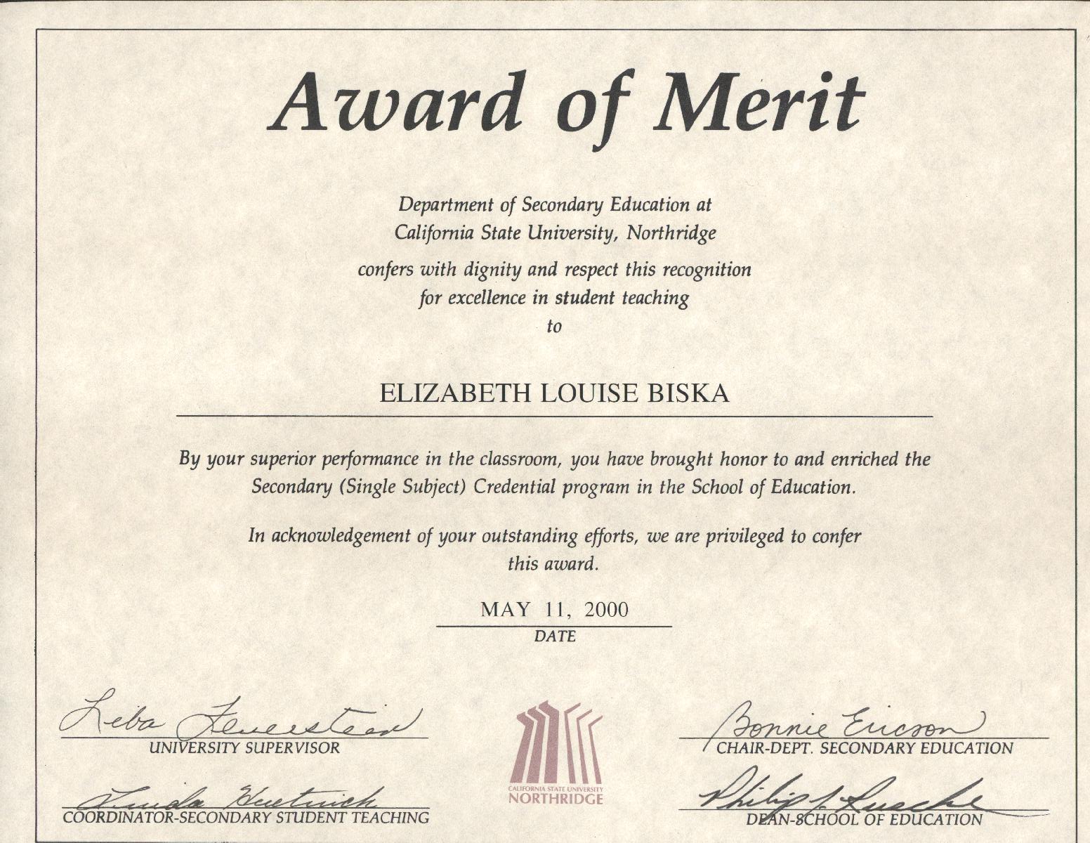 Student teaching award