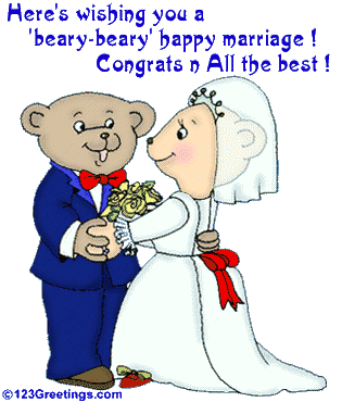 'Beary-Beary' Happy Marriage !, Just Married Postcards