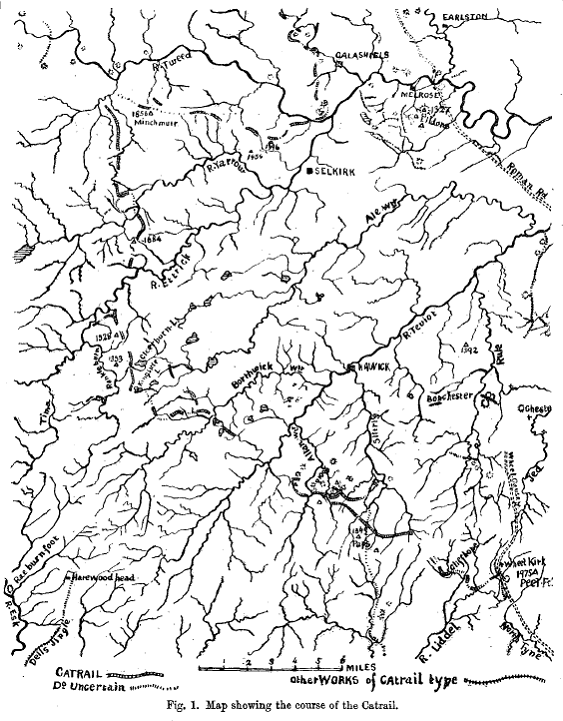 Map with the course of the Catrail river.