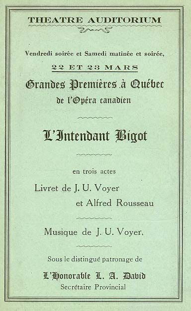 Programme, Quebec, 1929