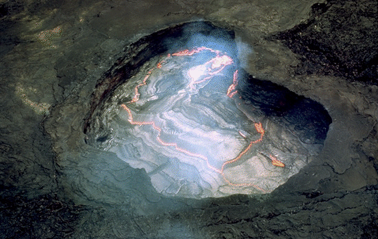 Lagoa de lava de Kupaianaha , Hava�, julho de1988 