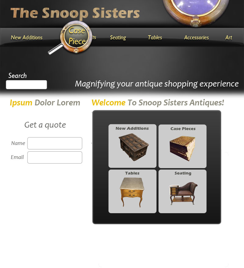 Antique collector's website design