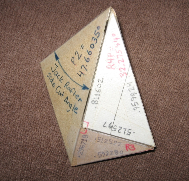 Nested Tetrahedra juxtaposed along the Triangle of Backing Angle: Upper Shoulder of unbacked Hip Rafter ... Triangle of R3