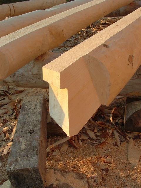 View of Square Housing Cut and Step Tenon on end of Jack Purlin