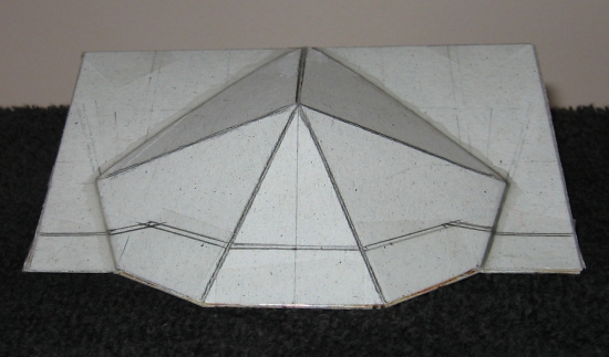 Irregular Bay Roof with Equal Overhangs and custom Working Point for Dogleg Valley ... 3D Model, Front View