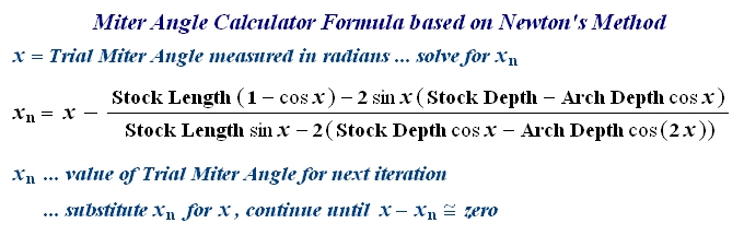Newton's Method ... Calculator Formula for Miter Angle
