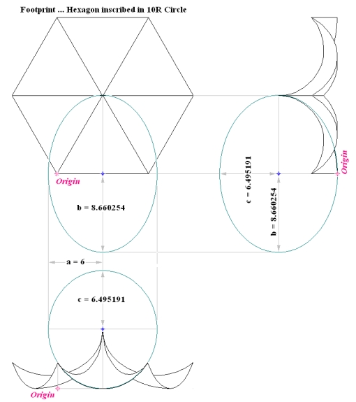 Orthographic Projection of Flared Hip Roof ... Hexagonal Footprint