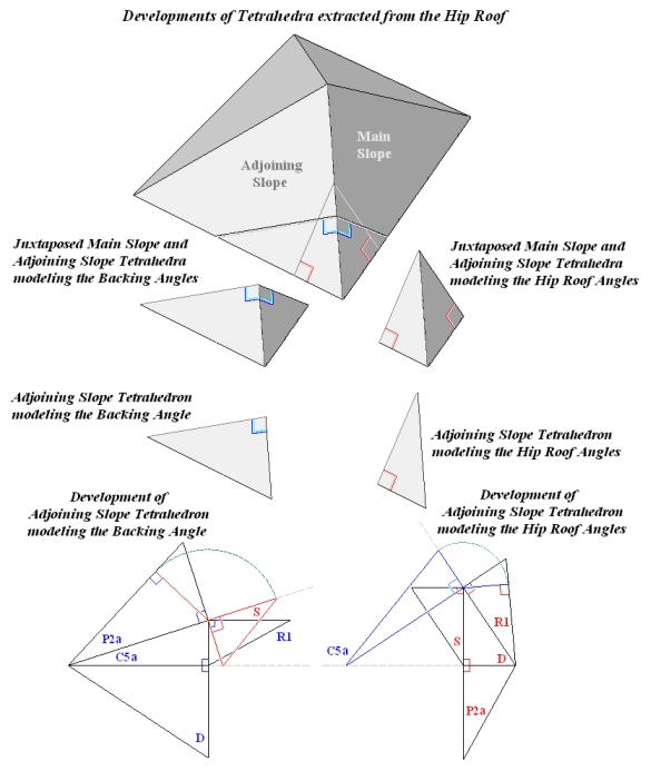 Developments of the Tetrahedra extracted from Hip Roof