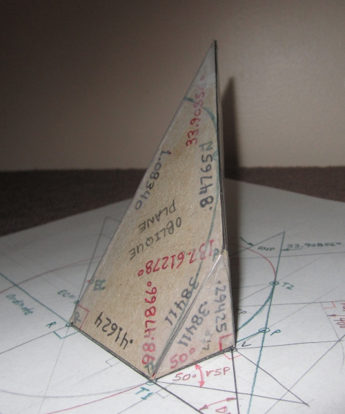 View from Corner at Point of Tangency (T1) ... Pentahedron modeling the Tangent Plane Angles